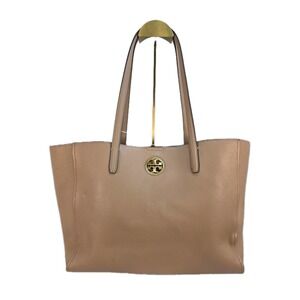Tory‎ Burch Carson Large tote bag In Beige Pebbled Leather